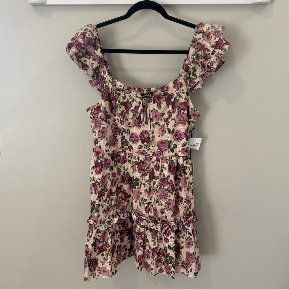 Dry Goods Size Large Floral Ruffle Sleeve Mini Dress